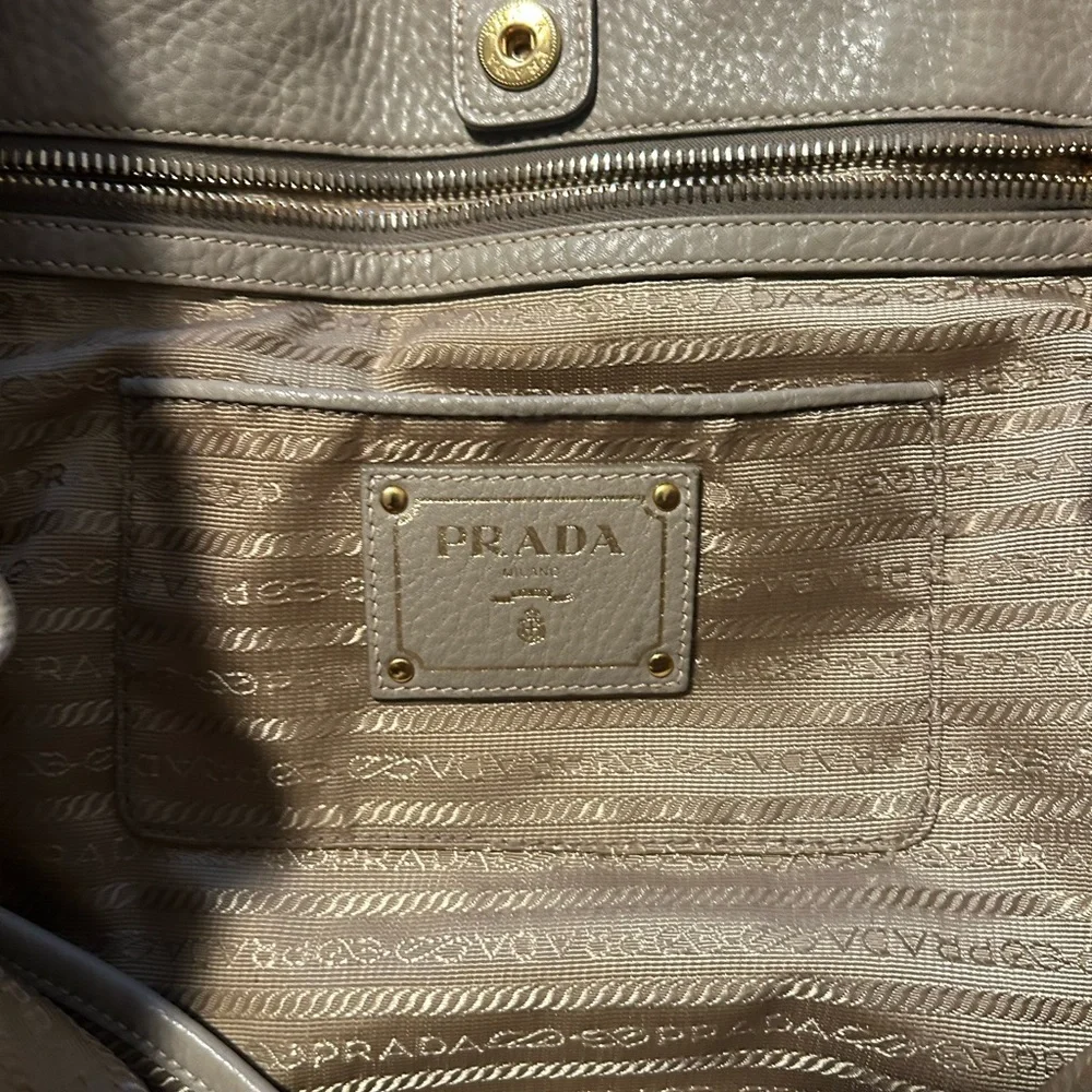 Prada • Taupe Leather Tote Bag • Large - Picture 12 of 16